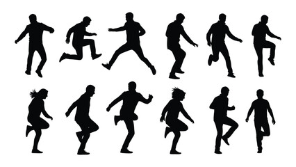 Dynamic silhouettes of people in motion isolated on white background, Vector