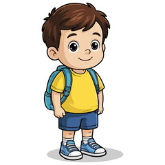 Cartoon Boy vector, Smiling cartoon boy character illustration for kids and school themes school bag, boy, cartoon, school, child, drawing, clipart, character, childhood.