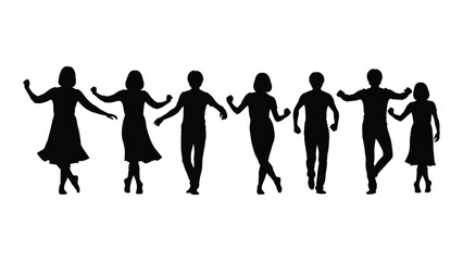 Dancing people silhouettes isolated on white background, Vector