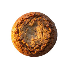Round Ginger Snap Cookie with Crinkled Texture and Sugar Sprinkles Lit by Warm Sunlight Isolated on Black Background Studio Shot