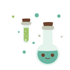 Test tube and cute beaker icon, ideal for beginner science, elementary labs, or illustrating fun, safe chemistry education.