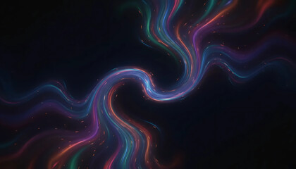 Fototapeta premium Abstract Cosmic Flow | Neon Nebula Waves | Digital Space Fluid Art