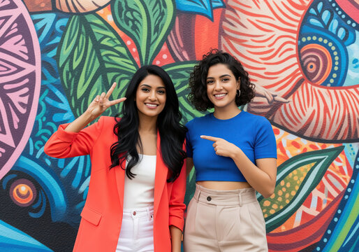 Peer recognition moment between young cofounders, ideal for content about women led startups and inclusive networking events promoting collaboration in creative urban communities worldwide