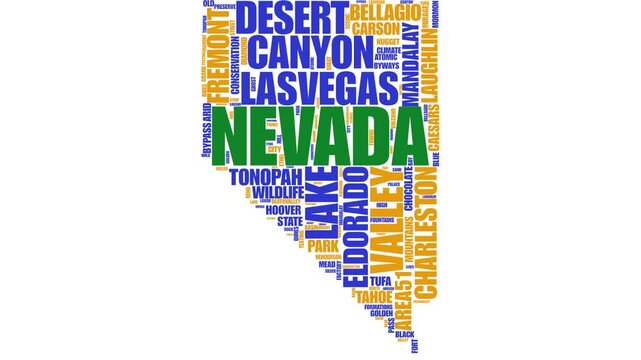 Nevada State map animated wordcloud