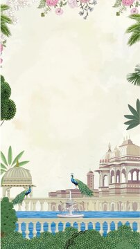 Wedding Invitation Green and Beige Traditional Indian Blank Background Video