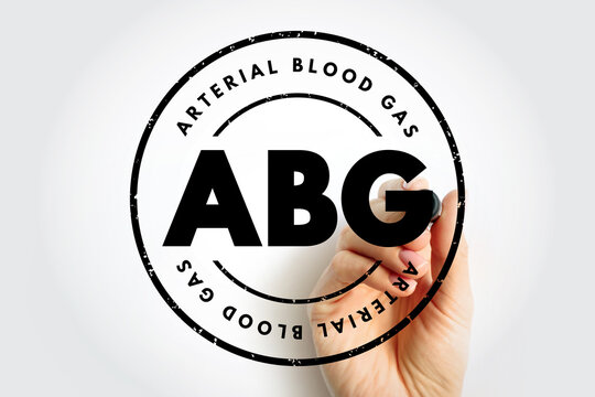ABG Arterial Blood Gas stamp with hand drawing circle, medical abbreviation illustration for laboratory test and respiratory analysis topics