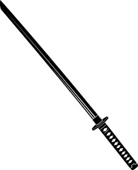 kendo shinai bamboo sword on white background,  Vintage katana sword isolated on white background. Traditional japanese weapon. Vector flat design