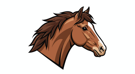 Brown Horse Head Portrait with Flowing Mane.