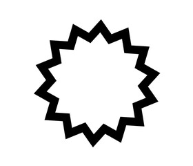 Black starburst outline with sharp zigzag edges for labels, badges, highlights and modern graphic design elements