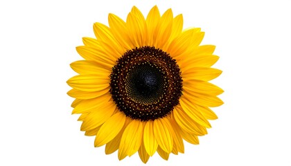 Close-up of a vibrant sunflower, bright yellow petals, dark center