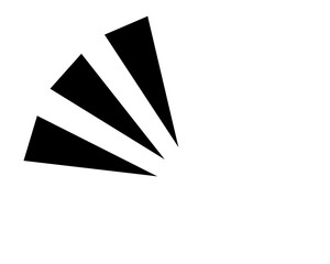 Black triangular burst accent with three sharp rays for highlights, abstract overlays and modern graphic designs
