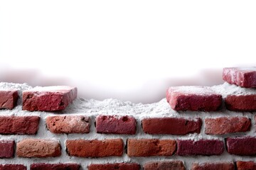 Brick Wall: The image shows a classic red brick wall under construction with mortar, creating a textured surface and evokes a sense of building, strength, and the raw beauty of construction.