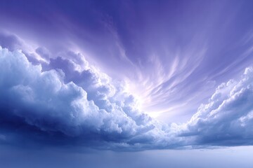 Celestial Symphony: A breathtaking display of swirling, billowing clouds in shades of purple and blue, filling the frame with a sense of awe and wonder.