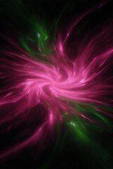 Fototapeta premium Vibrant pink and green energy swirl on black background
