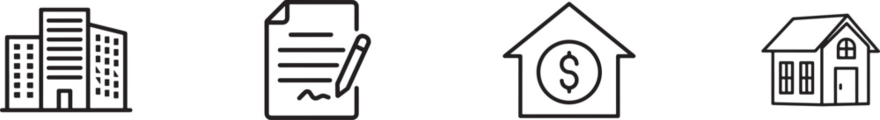 Real estate concept showing different types of property isolated on