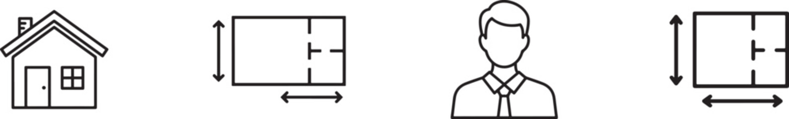 Real estate concept with house, plan, agent and blueprint isolated on