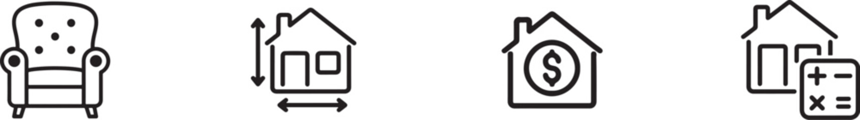 Real estate and home design icons isolated on