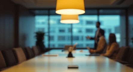 Conference Room Meeting Blurred Background with Business Professionals