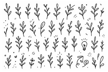 Hand-drawn doodle vector set of stem accents created in a fun sketchy style, isolated on white background
