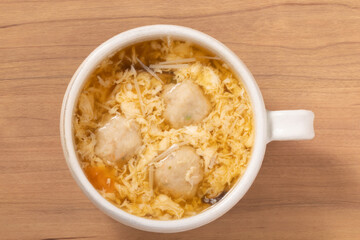 鶏つくね　たまごスープ