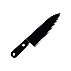 Simple silhouette of a chef knife on a black background