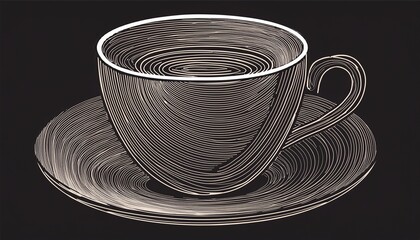 coffee cup drawing with an elegant curved line