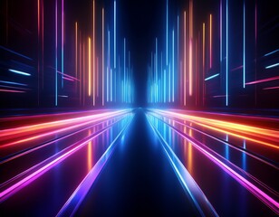 dark background neon reflections blurred lights glowing softly against black creating atmospheric mysterious cinematic futuristic abstract moody glowing luminous vibrant colorful dreamy