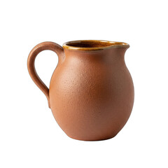 Rustic Ceramic Pitcher Isolated on Black Background Featuring Natural Lighting and Textured Surface Detailed Object Photography