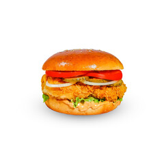 chicken burger, fried chicken, brioche bun, gourmet food, fast food meal, isolated food, restaurant menu item, high quality image, fresh ingredients