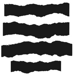 Collection of torn paper strips isolated on transparent background