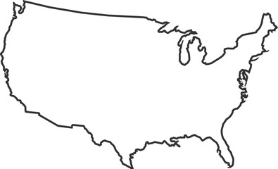 United States map with outer border only