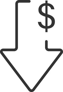 Price drop icon with downward arrow