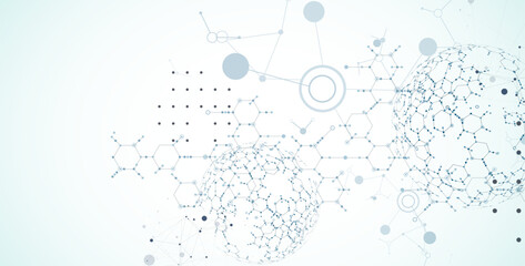 Abstract biotechnology innovation background.  Hexagons theme. Vector