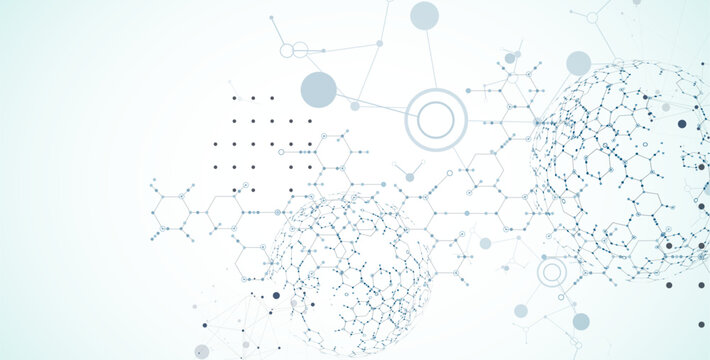 Abstract biotechnology innovation background.  Hexagons theme. Vector