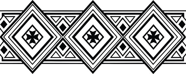 Geometric diamond pattern border with tribal inspired design