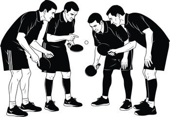 Table tennis coaching session illustration for ping pong enthusiasts eps silhouette