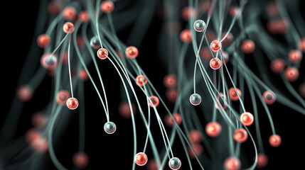 flowing neural network lines with depth of field, glossy nodes, tech aesthetic, copy-friendly negative space