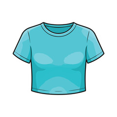 Basic Teal T-Shirt Blank Tee Casual Summer Fashion Cartoon Vector Illustration Clipart