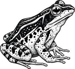 Naklejka premium Black and white frog illustration amphibian wildlife vector graphic eps silhouette