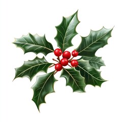 Festive holly leaves and berries