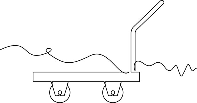 one line art Folding Trolley Cart vector illustration. line art, one continuous line, simple, hand drawn and sketch style. for icons, symbols, signs or logos. PNG