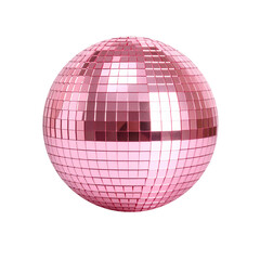 pink disco ball isolated on transparent background, png