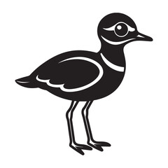 Killdeer chick super cute babies silhouette vector icon