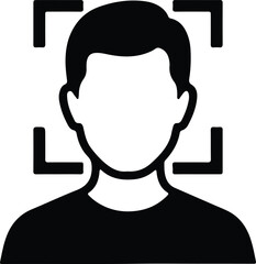 Illustration Face scan with biometric authentication technology silhouette vector