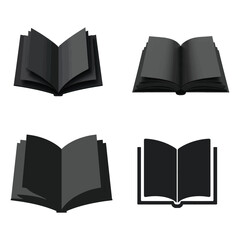 Modern Black Book with Empty Pages Realistic Open Book Vector Design