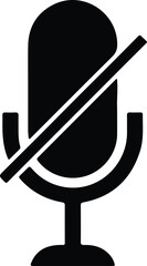 Illustration microphone muted icon no sound audio silhouette vector