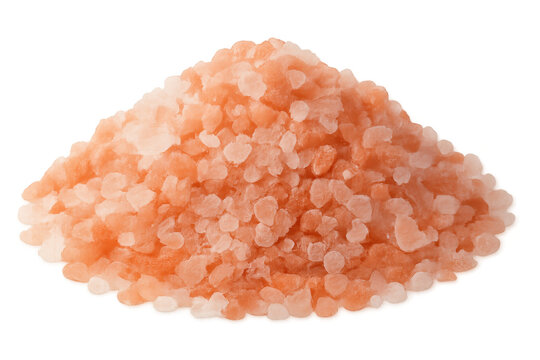 Pink himalayan rock salt pile with large crystals for cooking and seasoning, transparent background cutout - Powered by Adobe