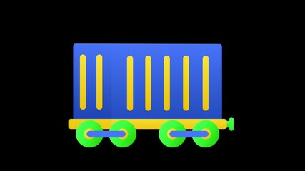 Cargo train icon animation, alpha channel