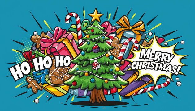 christmas tree with gifts - Powered by Adobe