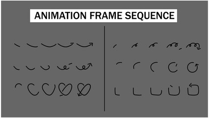 Set of Hand-Drawn Loopable Motion Graphics Elements. Arrows, Spirals, Heart, and Geometric Shapes Animation Pack. 2D Sketchy FX Collection.